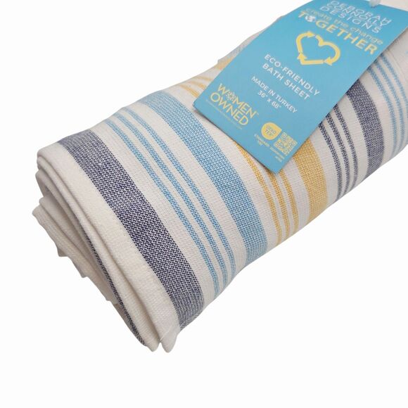 Deborah Connolly Ring Spun Turkish Cotton Loops Beach Towel Multi Striped 36x68 - Picture 7 of 10